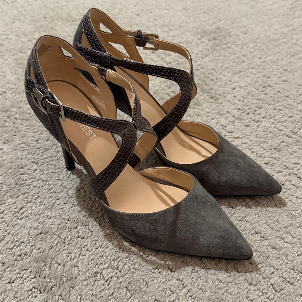 Nine West Gray Strappy Heels